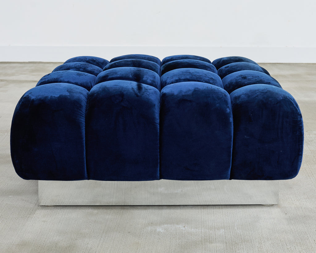 Todd Merrill Custom Sectional Sofa Ottoman Blue Velvet