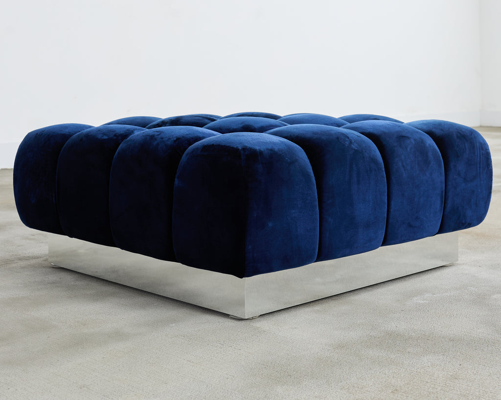 Todd Merrill Custom Sectional Sofa Ottoman Blue Velvet