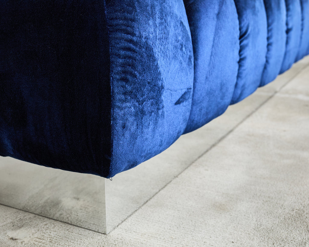 Todd Merrill Custom Sectional Sofa Ottoman Blue Velvet