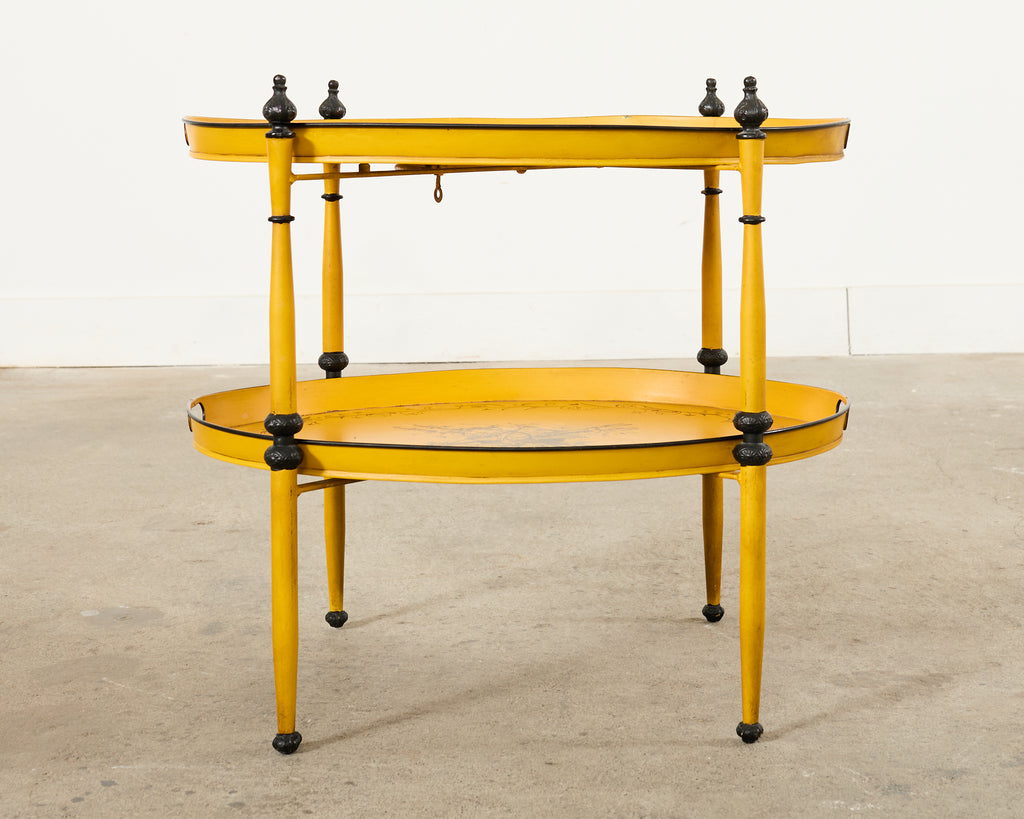 Country French Provincial Style Two-Tier Tole Tray Table
