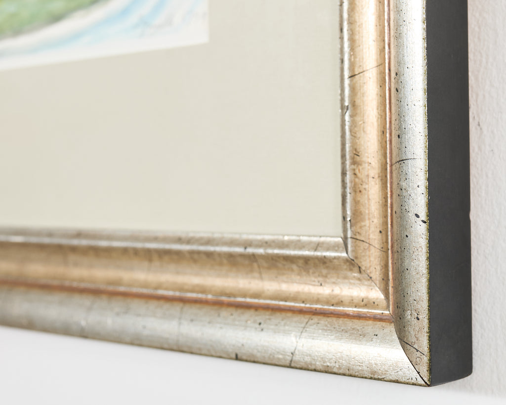 Tomales Bay Watercolor in Silver Giltwood Frame
