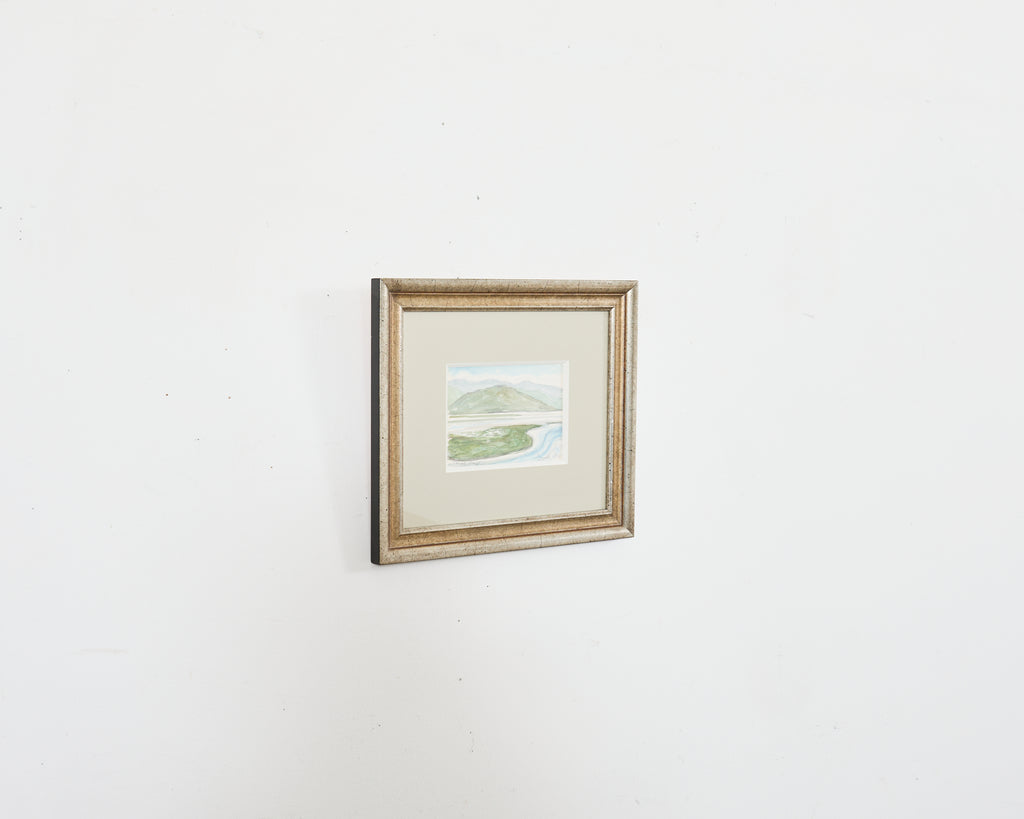 Tomales Bay Watercolor in Silver Giltwood Frame
