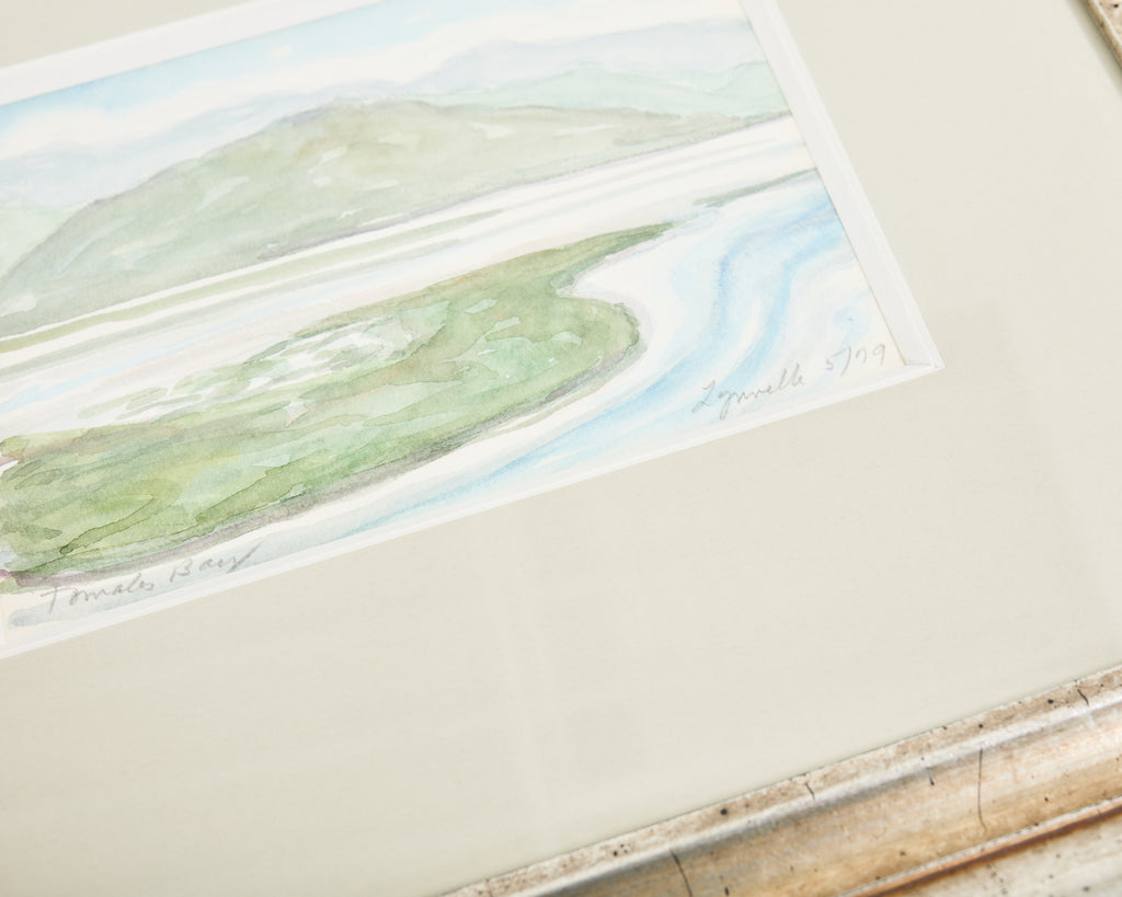 Tomales Bay Watercolor in Silver Giltwood Frame