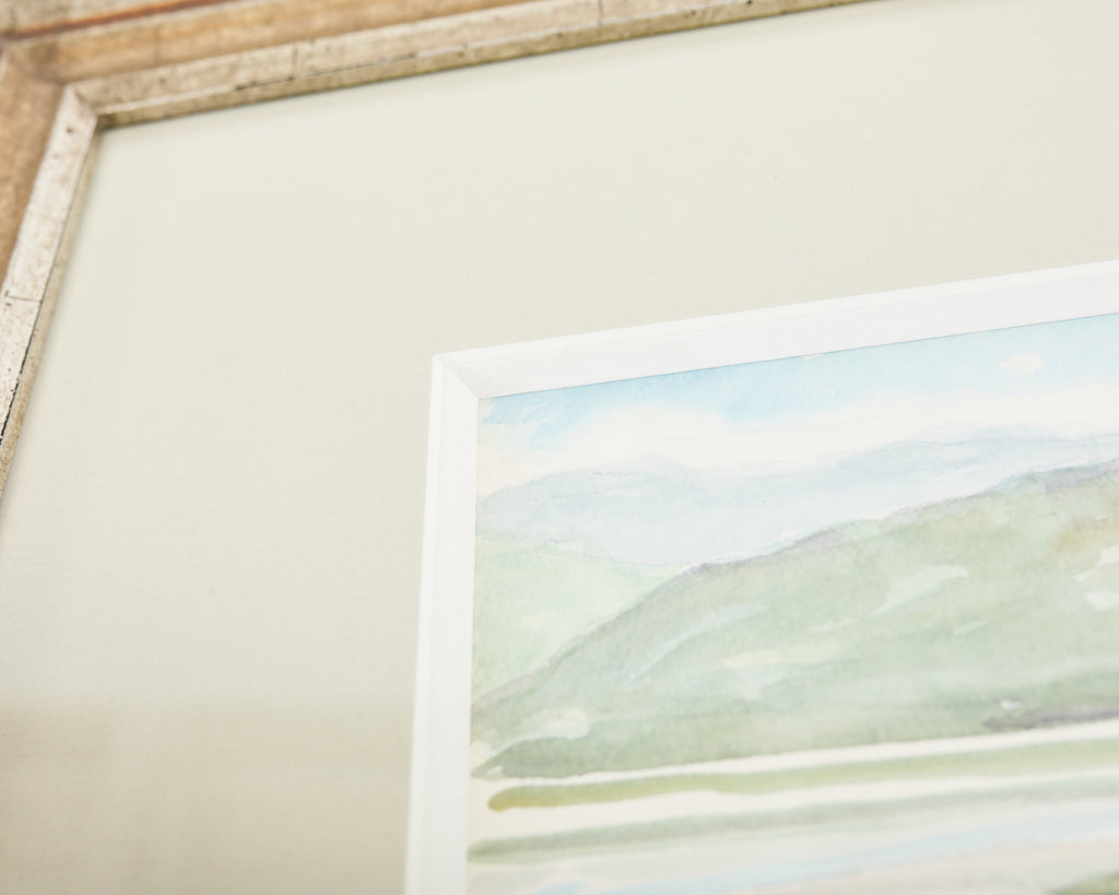 Tomales Bay Watercolor in Silver Giltwood Frame