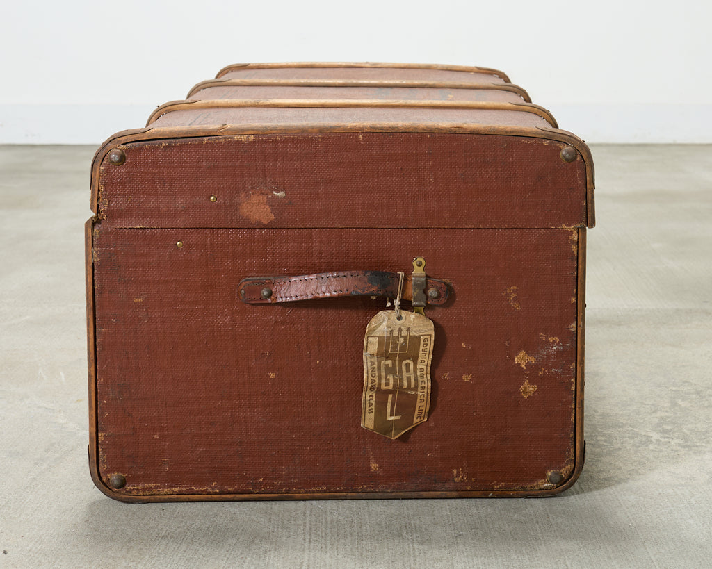 Early 20th Century Art Deco Canvas and Bentwood Steamer Trunk