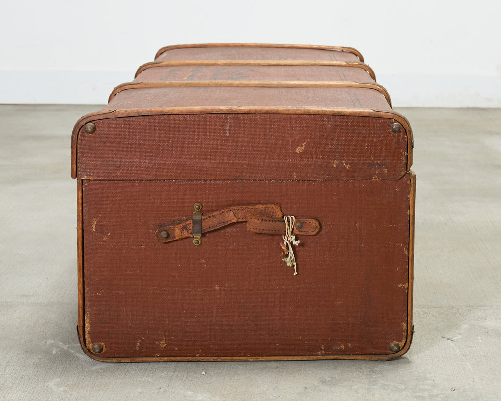 Early 20th Century Art Deco Canvas and Bentwood Steamer Trunk