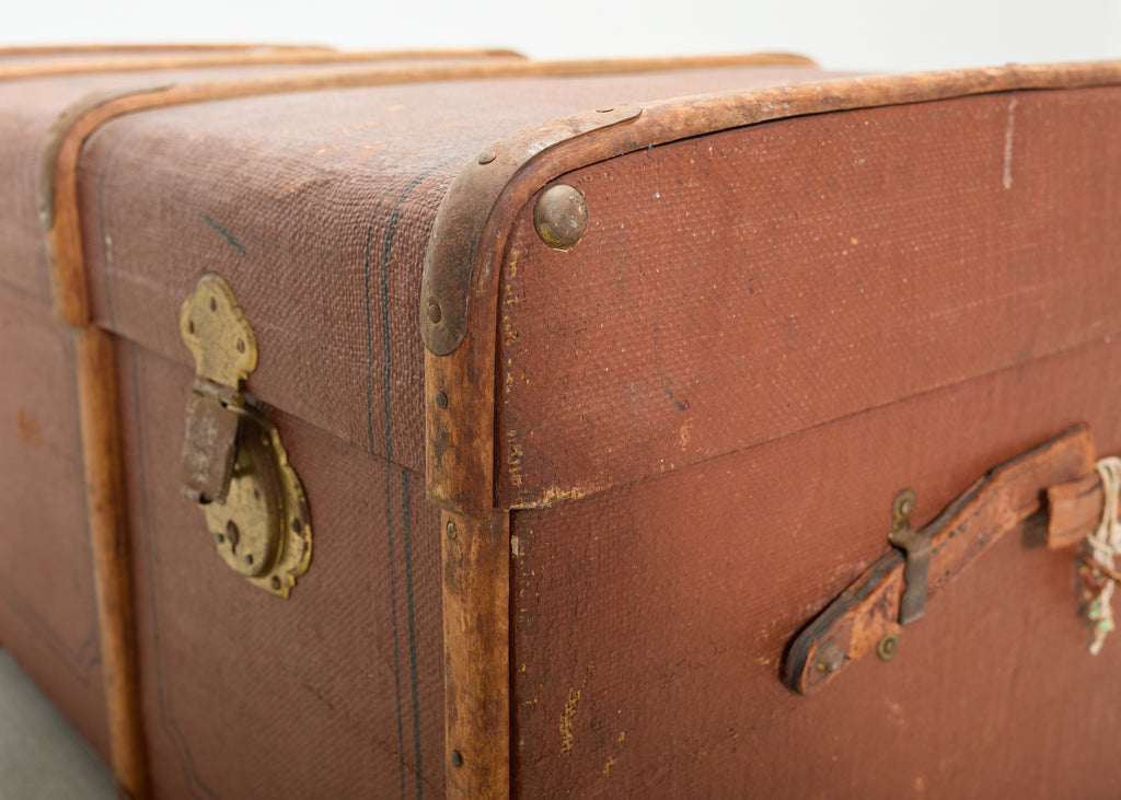 Early 20th Century Art Deco Canvas and Bentwood Steamer Trunk