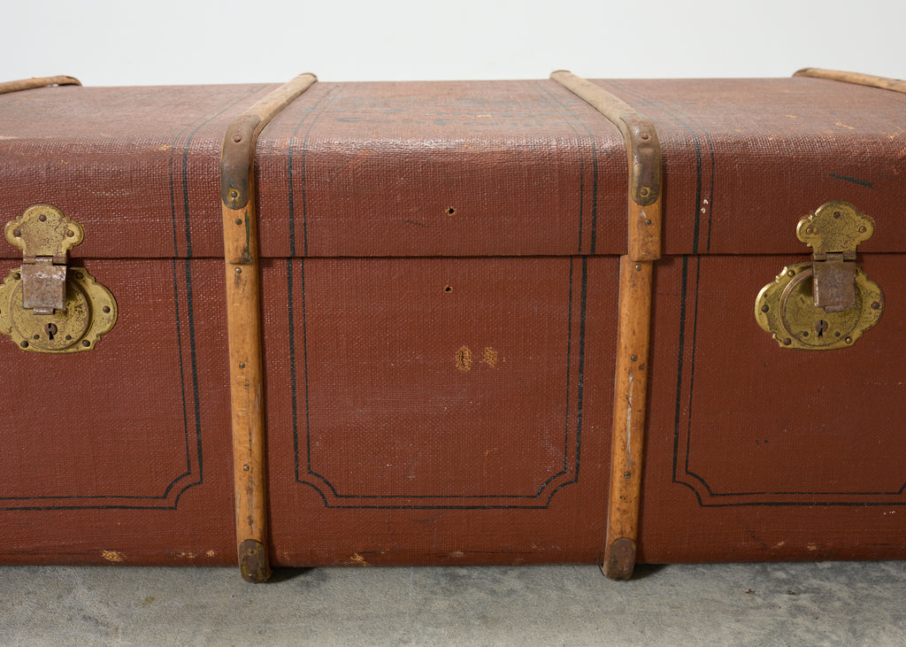 Early 20th Century Art Deco Canvas and Bentwood Steamer Trunk