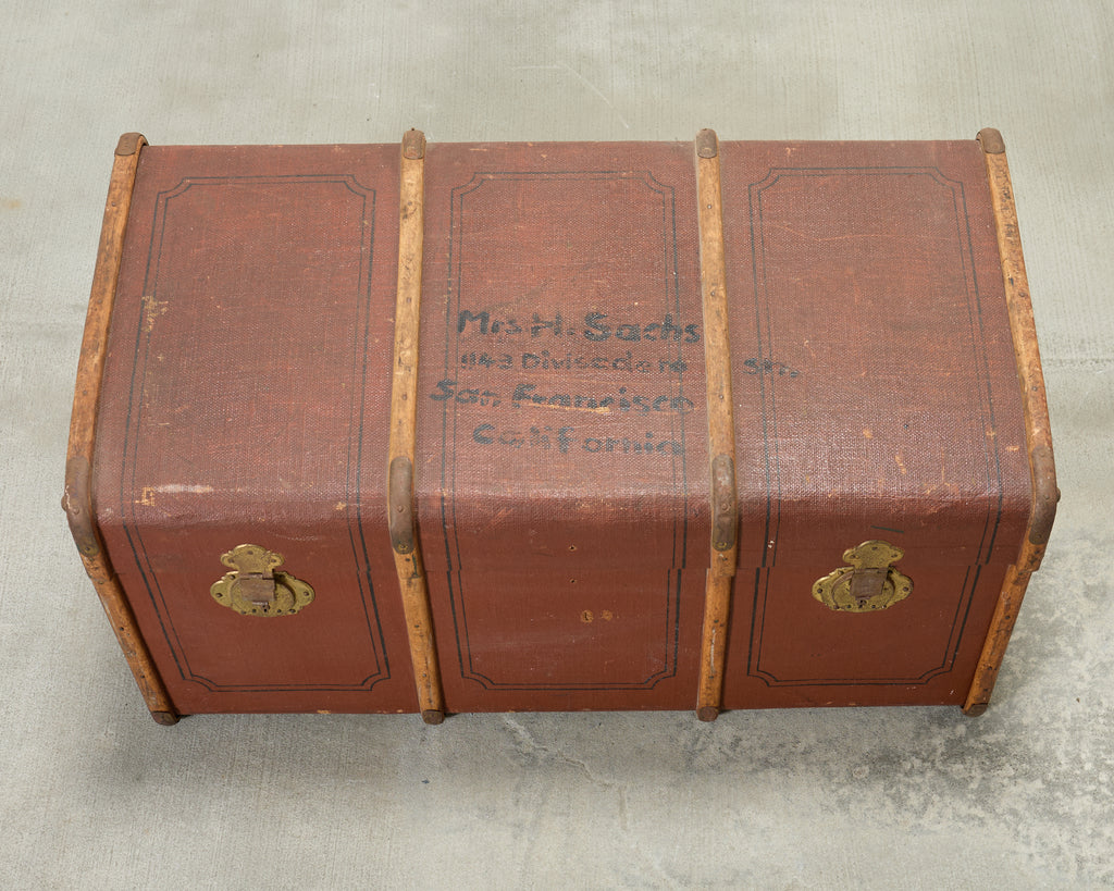 Early 20th Century Art Deco Canvas and Bentwood Steamer Trunk