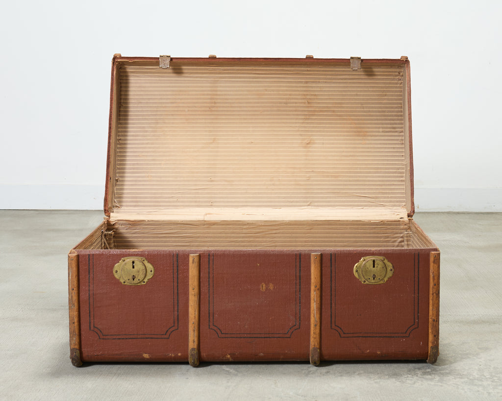 Early 20th Century Art Deco Canvas and Bentwood Steamer Trunk