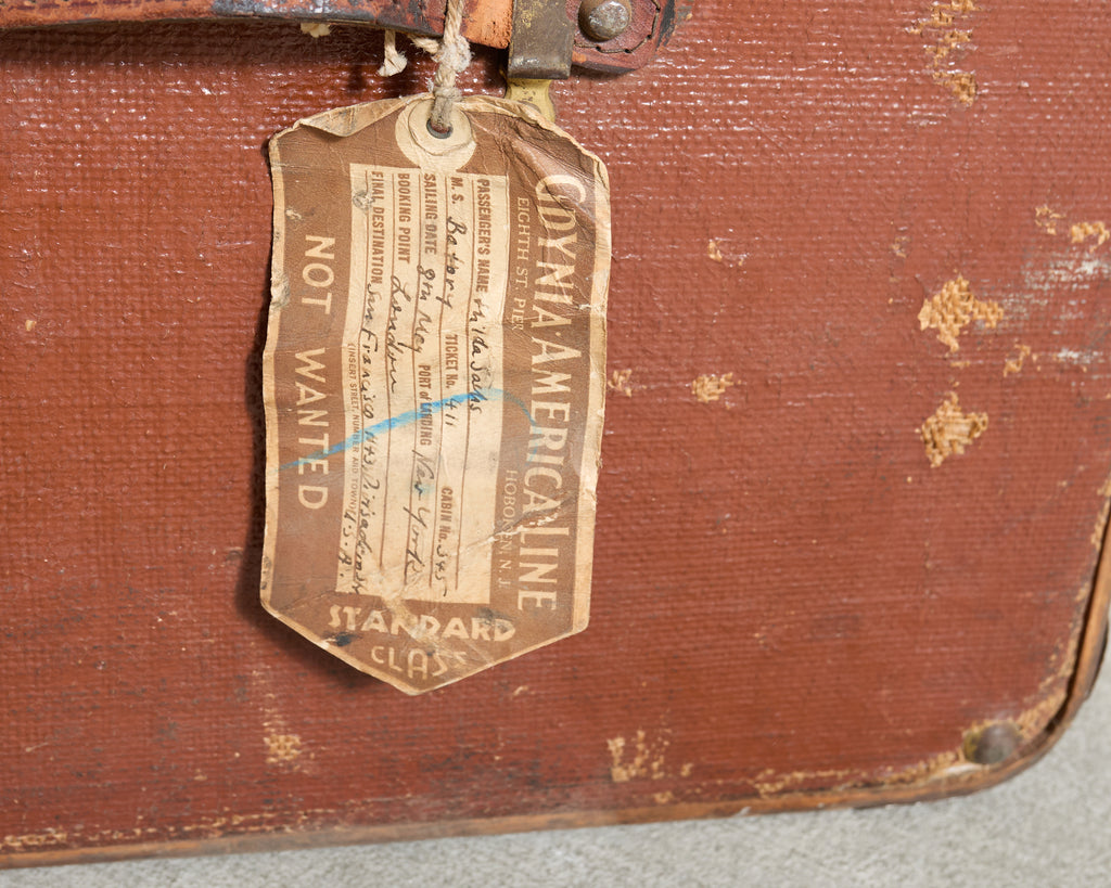 Early 20th Century Art Deco Canvas and Bentwood Steamer Trunk