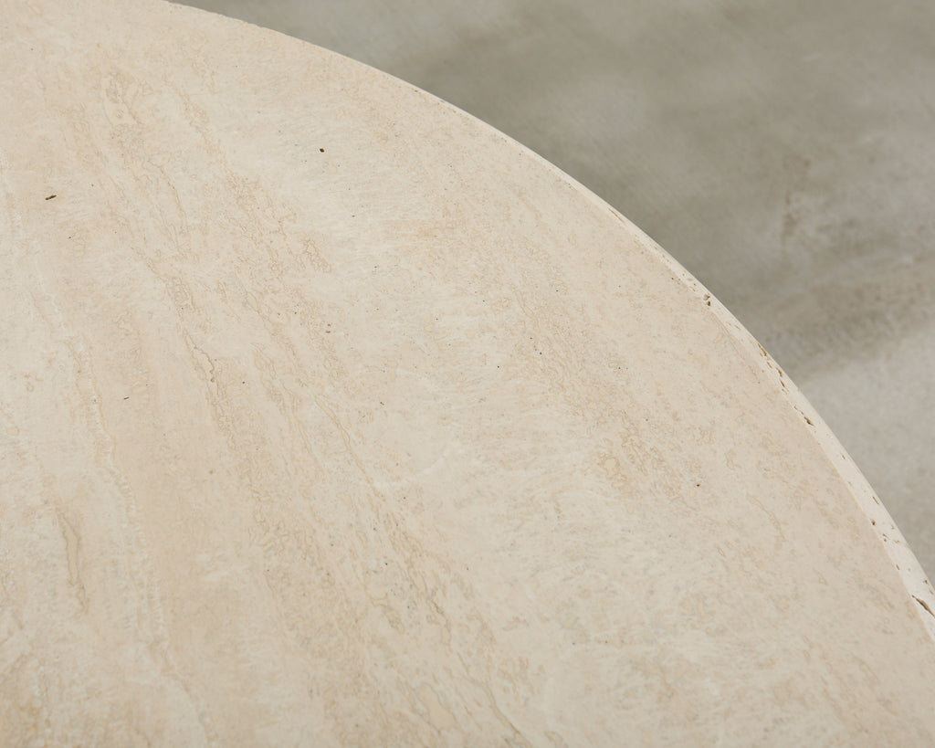 French Baroque Style Bronze Travertine Garden Dining Table