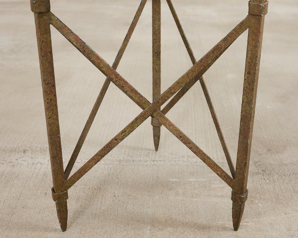 Formations Patinated Iron Travertine Triangular Drink Table