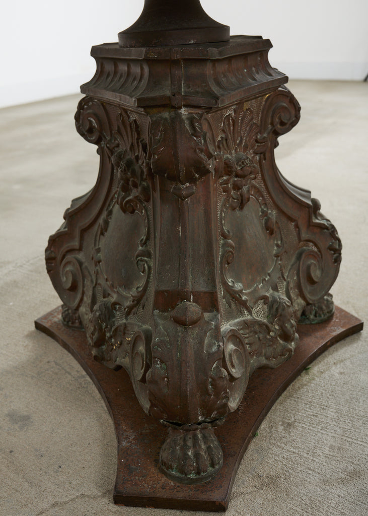 French Baroque Style Bronze Travertine Garden Dining Table