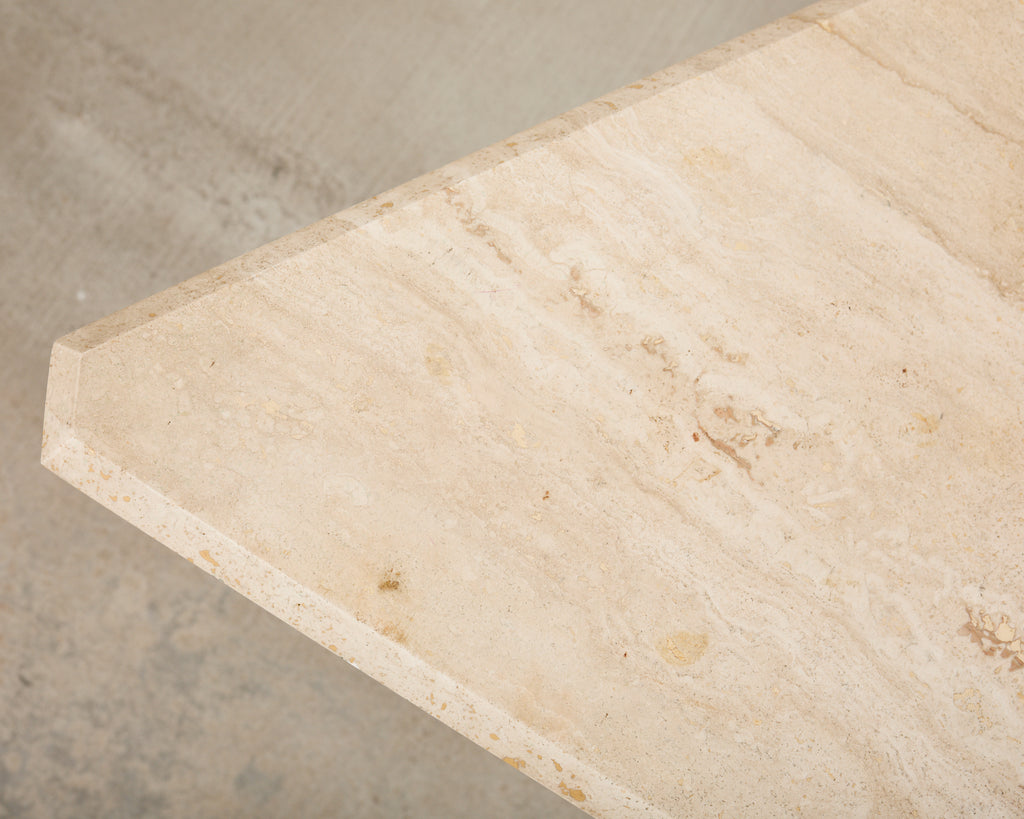 Formations Patinated Iron Travertine Triangular Drink Table