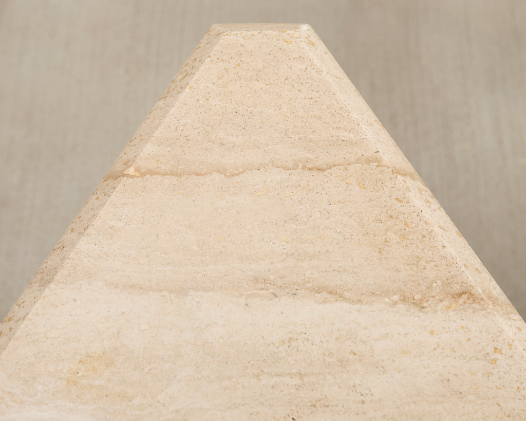 Formations Patinated Iron Travertine Triangular Drink Table