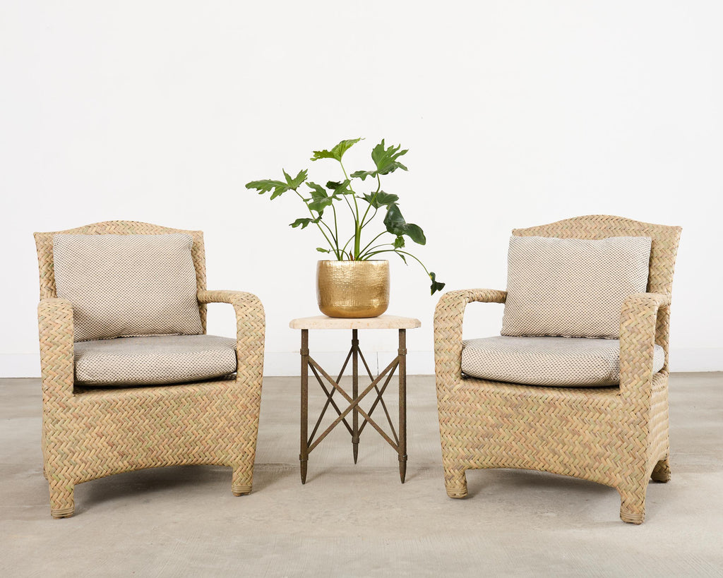 Formations Patinated Iron Travertine Triangular Drink Table