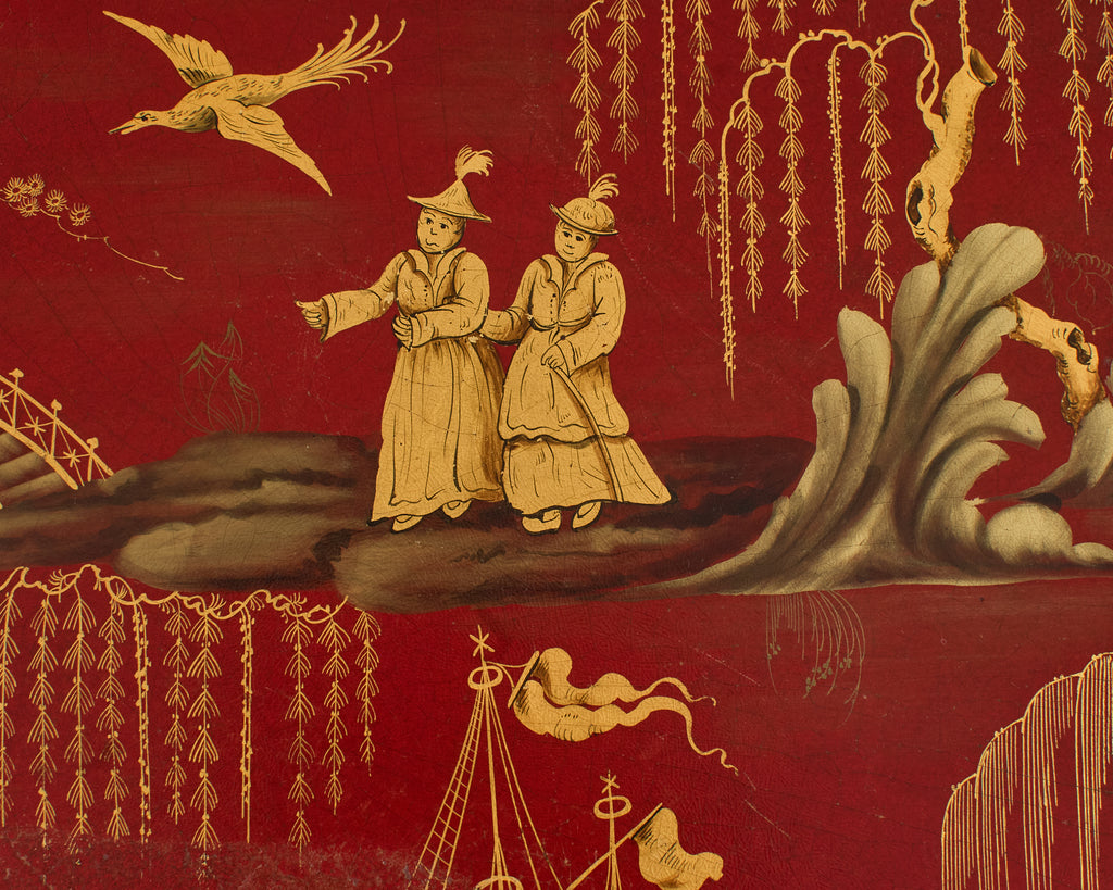 English Chinoiserie Style Faux Bamboo Lacquered Tray Table