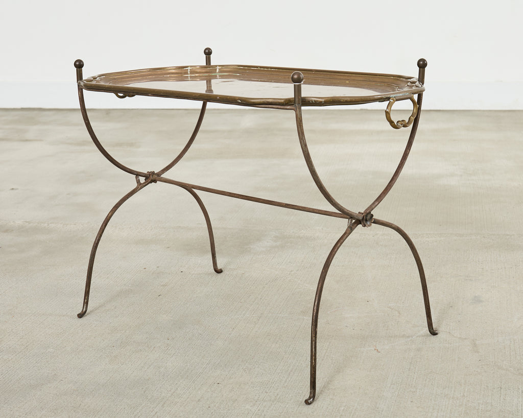 Neoclassical Style German Patinated Brass Tray Cocktail Table