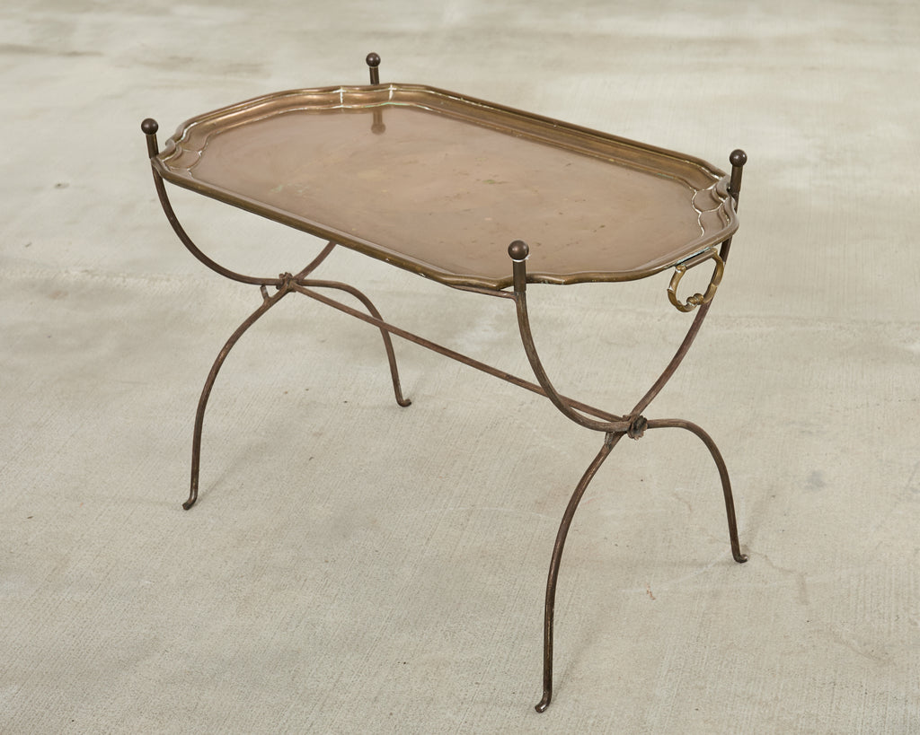 Neoclassical Style German Patinated Brass Tray Cocktail Table