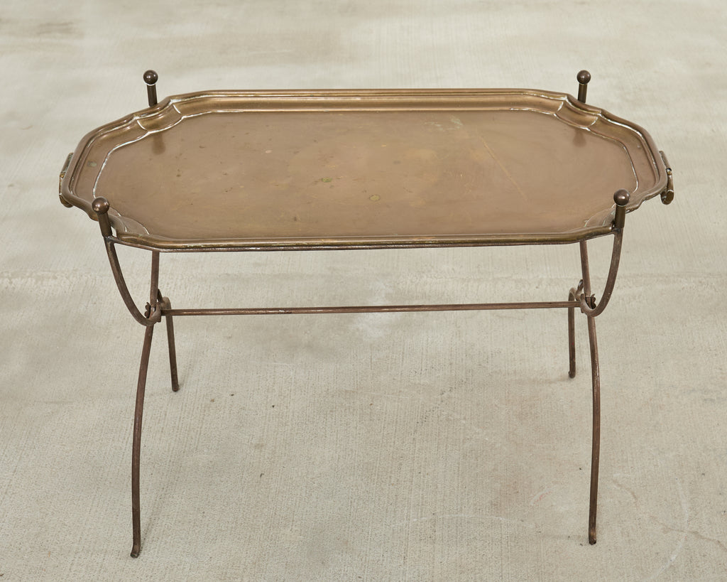 Neoclassical Style German Patinated Brass Tray Cocktail Table
