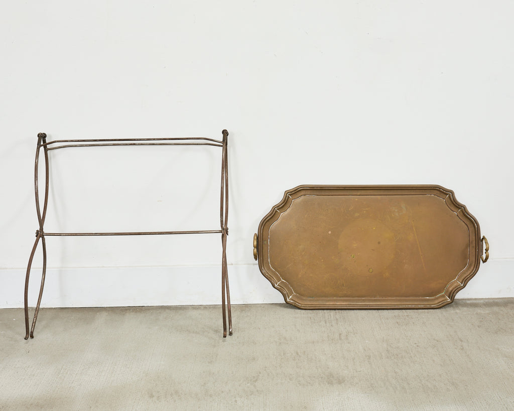 Neoclassical Style German Patinated Brass Tray Cocktail Table