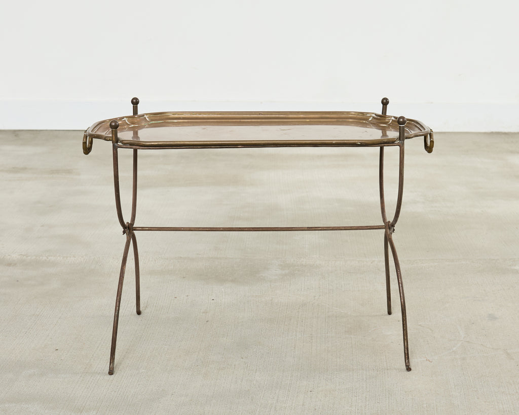 Neoclassical Style German Patinated Brass Tray Cocktail Table