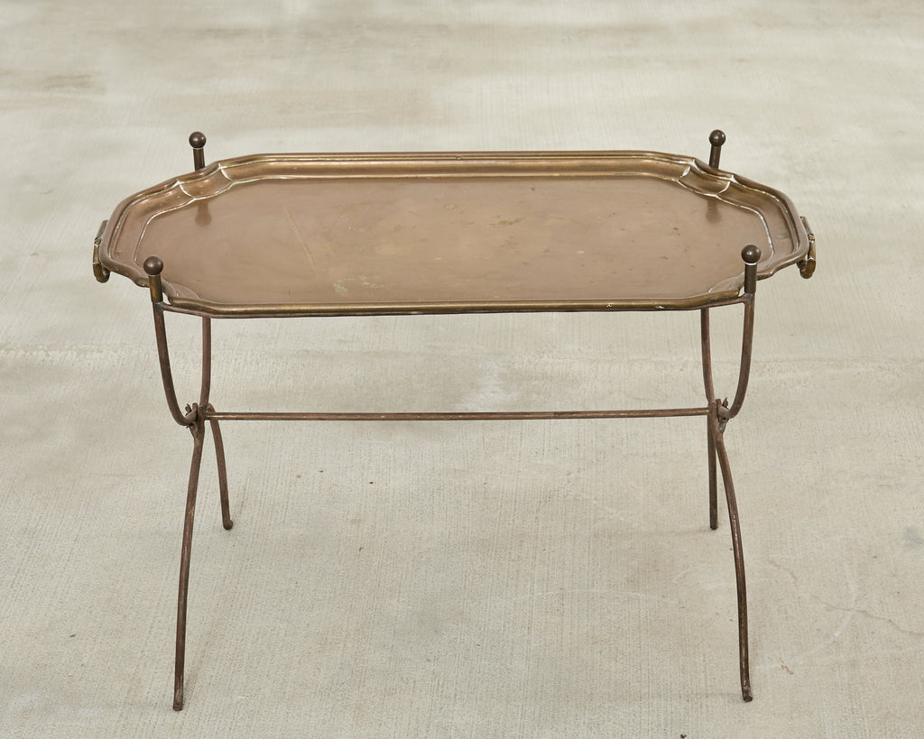 Neoclassical Style German Patinated Brass Tray Cocktail Table
