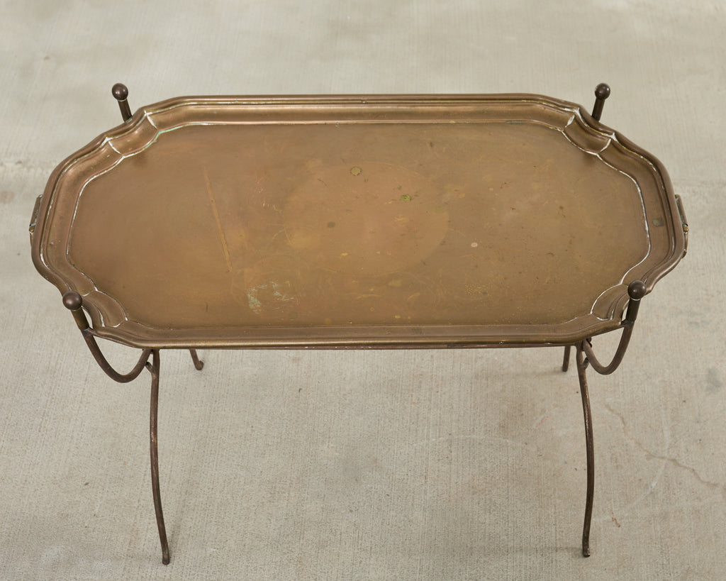 Neoclassical Style German Patinated Brass Tray Cocktail Table
