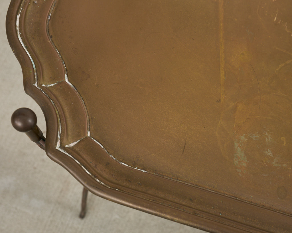 Neoclassical Style German Patinated Brass Tray Cocktail Table