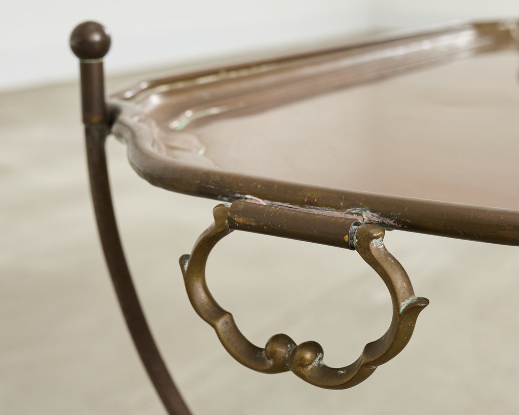 Neoclassical Style German Patinated Brass Tray Cocktail Table