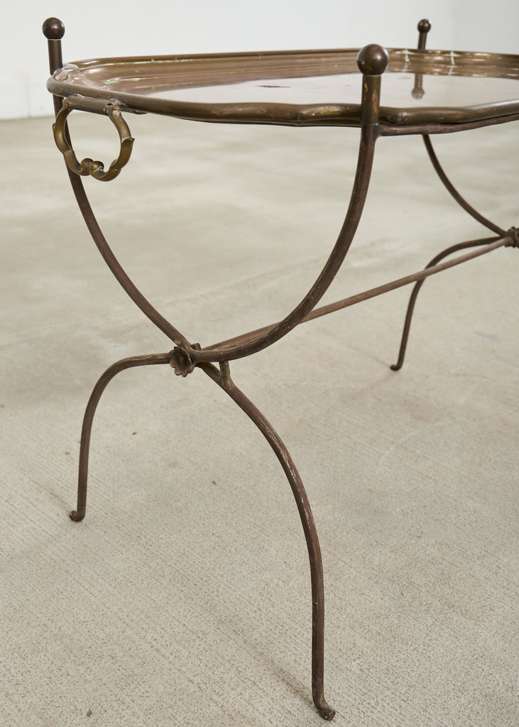 Neoclassical Style German Patinated Brass Tray Cocktail Table