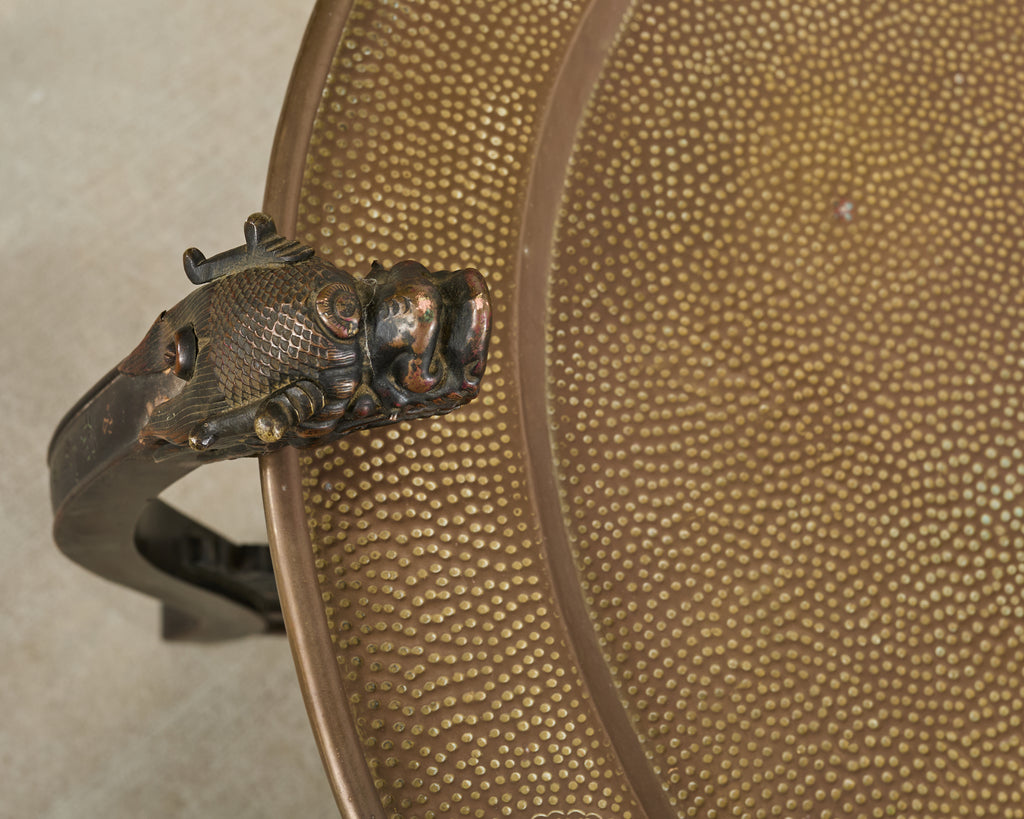 Chinese Qing Style Brass Tray Table with Dragon Supports