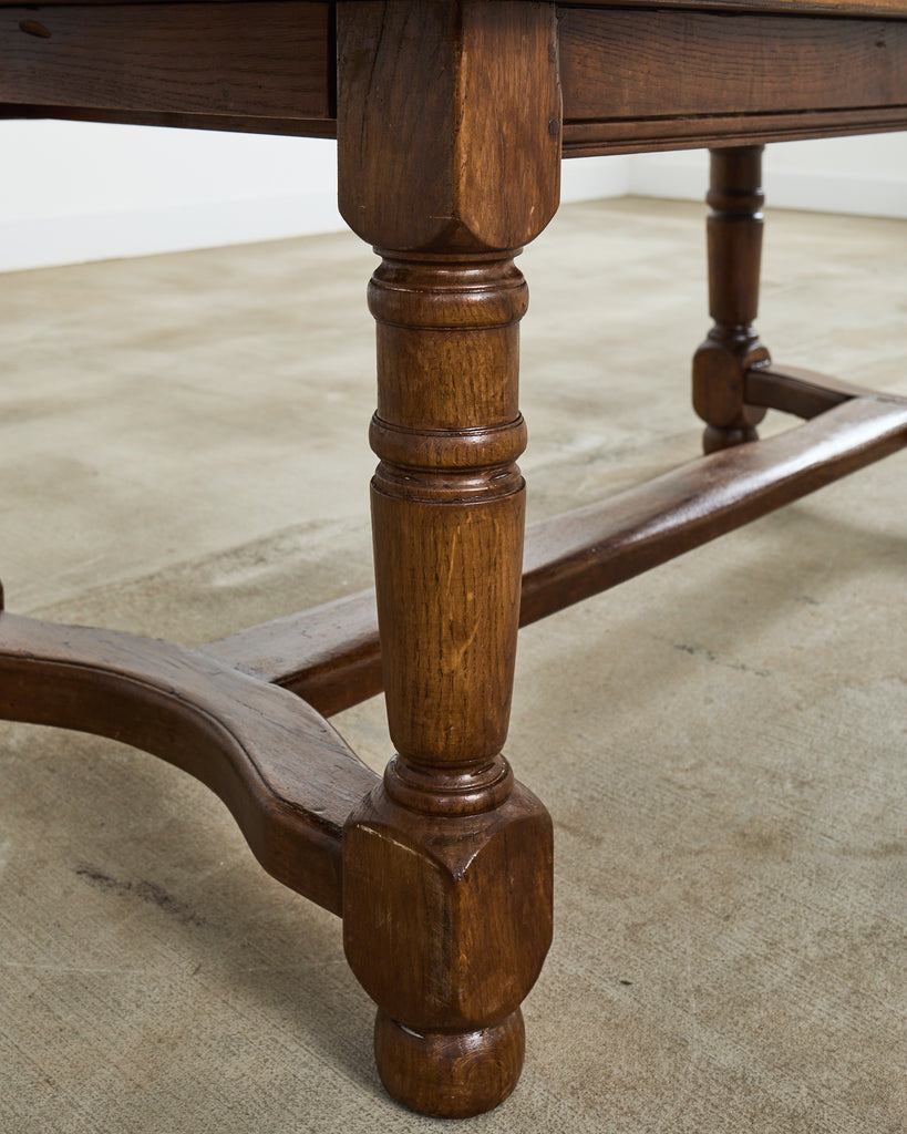 Country English Provincial Oak Farmhouse Trestle Dining Table