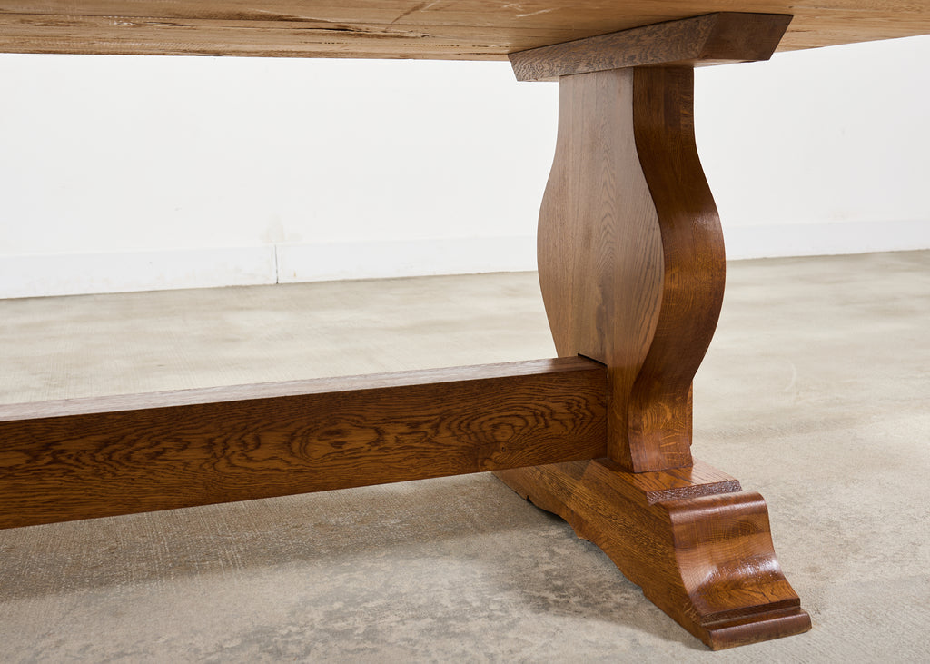 Country French Oak Farmhouse Trestle Dining Table 7.8 Ft