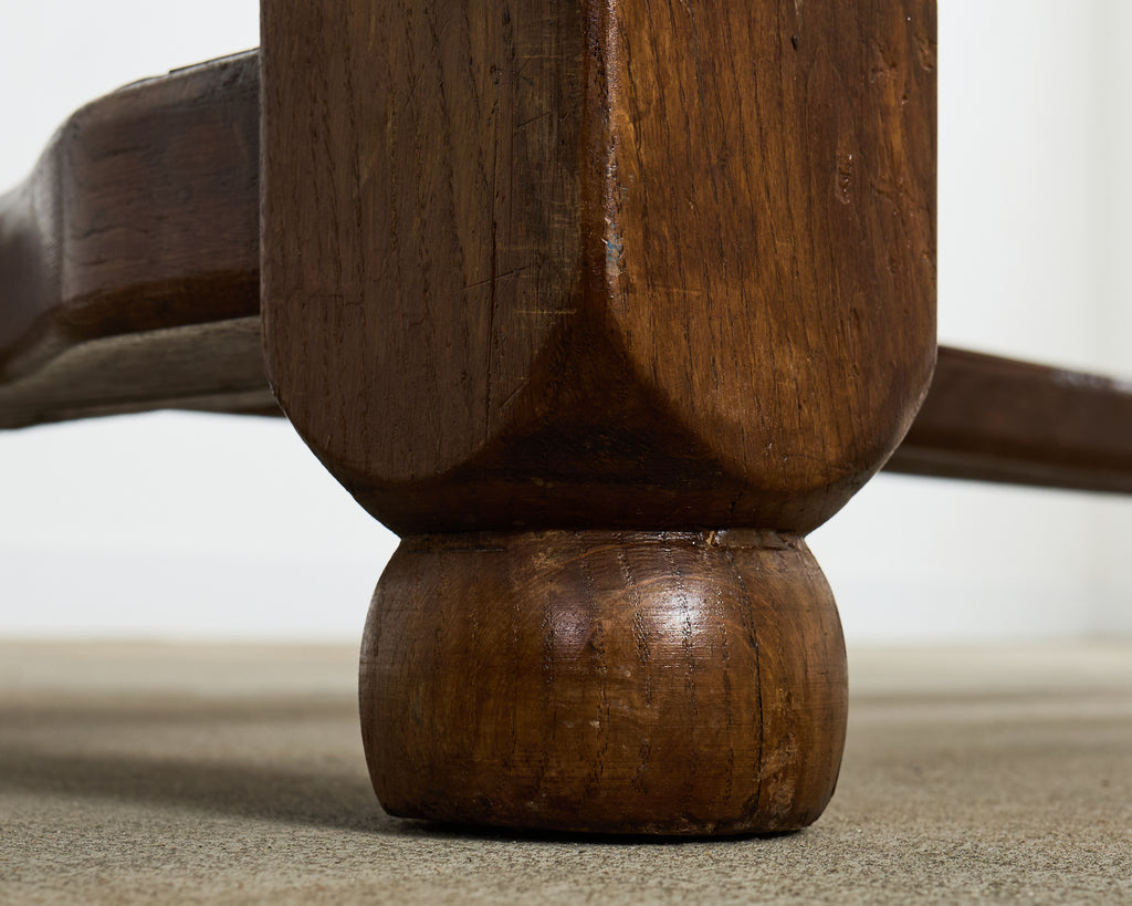 Country English Provincial Oak Farmhouse Trestle Dining Table