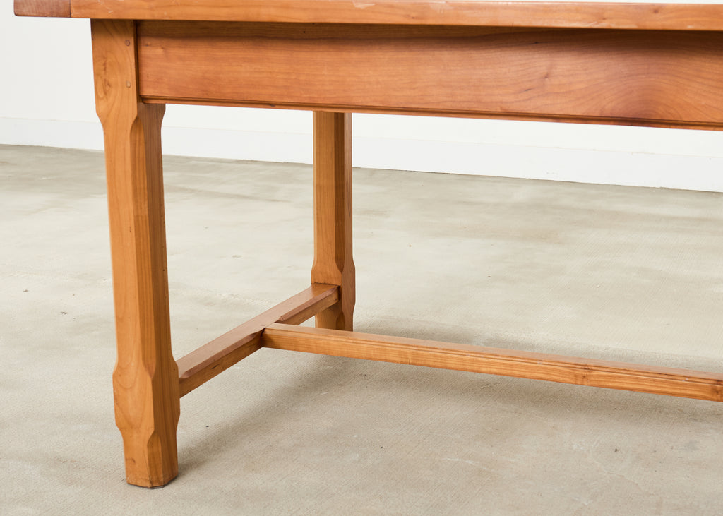 Country French Provincial Fruitwood Farmhouse Trestle Dining Table