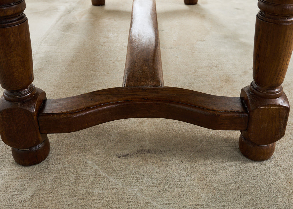 Country English Provincial Oak Farmhouse Trestle Dining Table