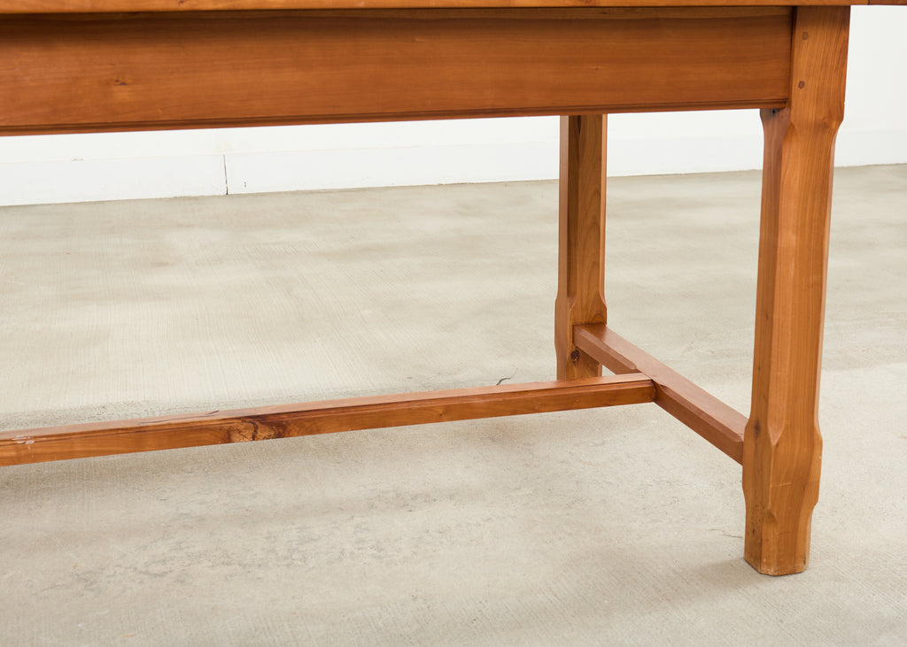 Country French Provincial Fruitwood Farmhouse Trestle Dining Table