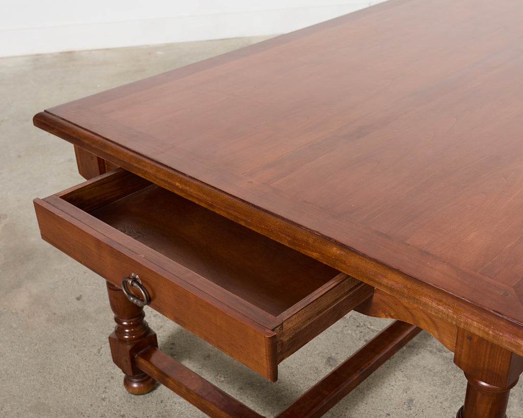 Country French Provincial Fruitwood Farmhouse Trestle Dining Table