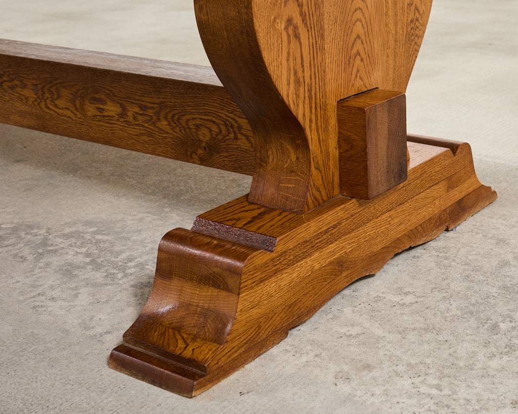 Country French Oak Farmhouse Trestle Dining Table 7.8 Ft