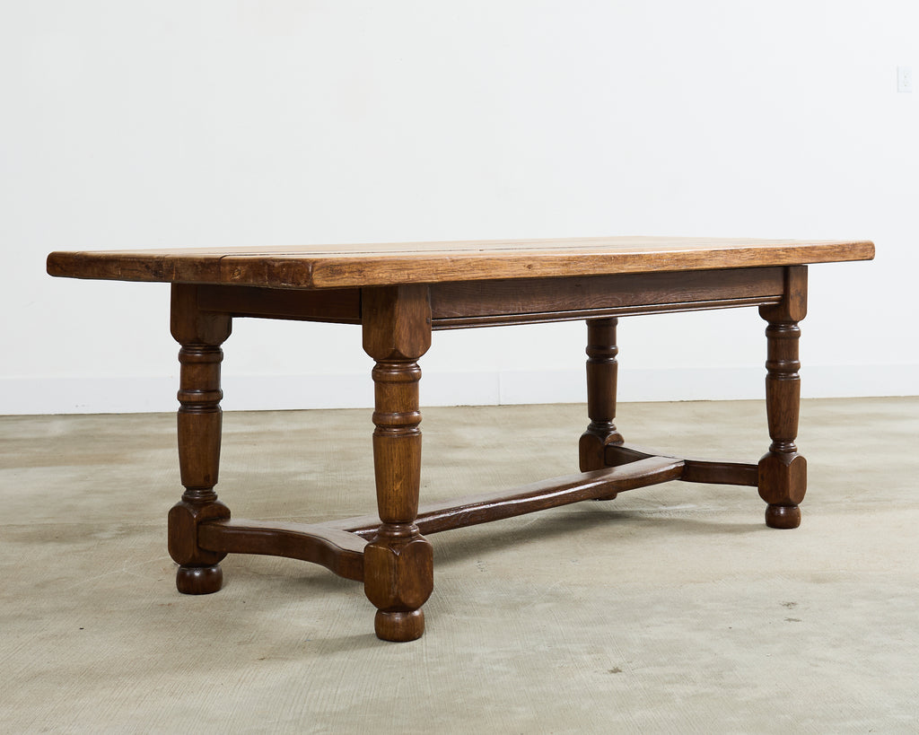 Country English Provincial Oak Farmhouse Trestle Dining Table