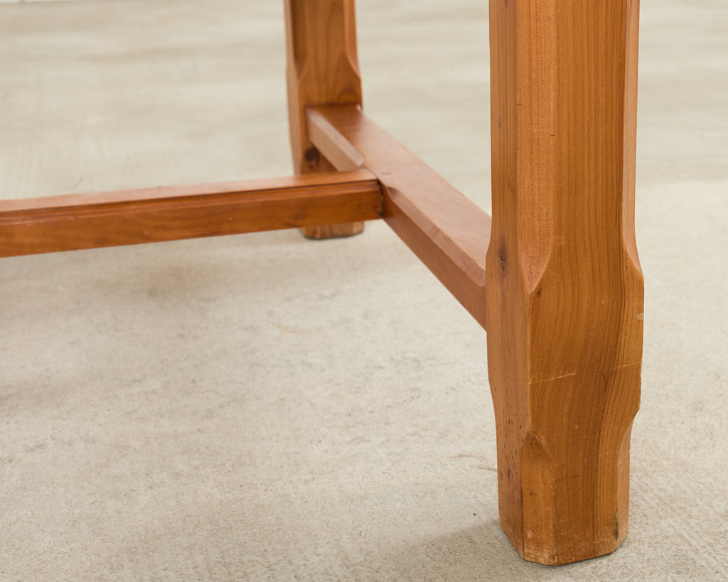 Country French Provincial Fruitwood Farmhouse Trestle Dining Table