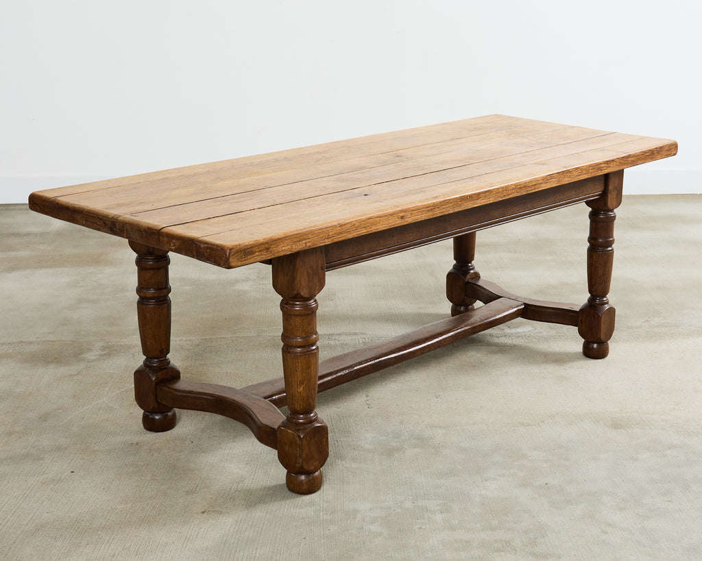 Country English Provincial Oak Farmhouse Trestle Dining Table