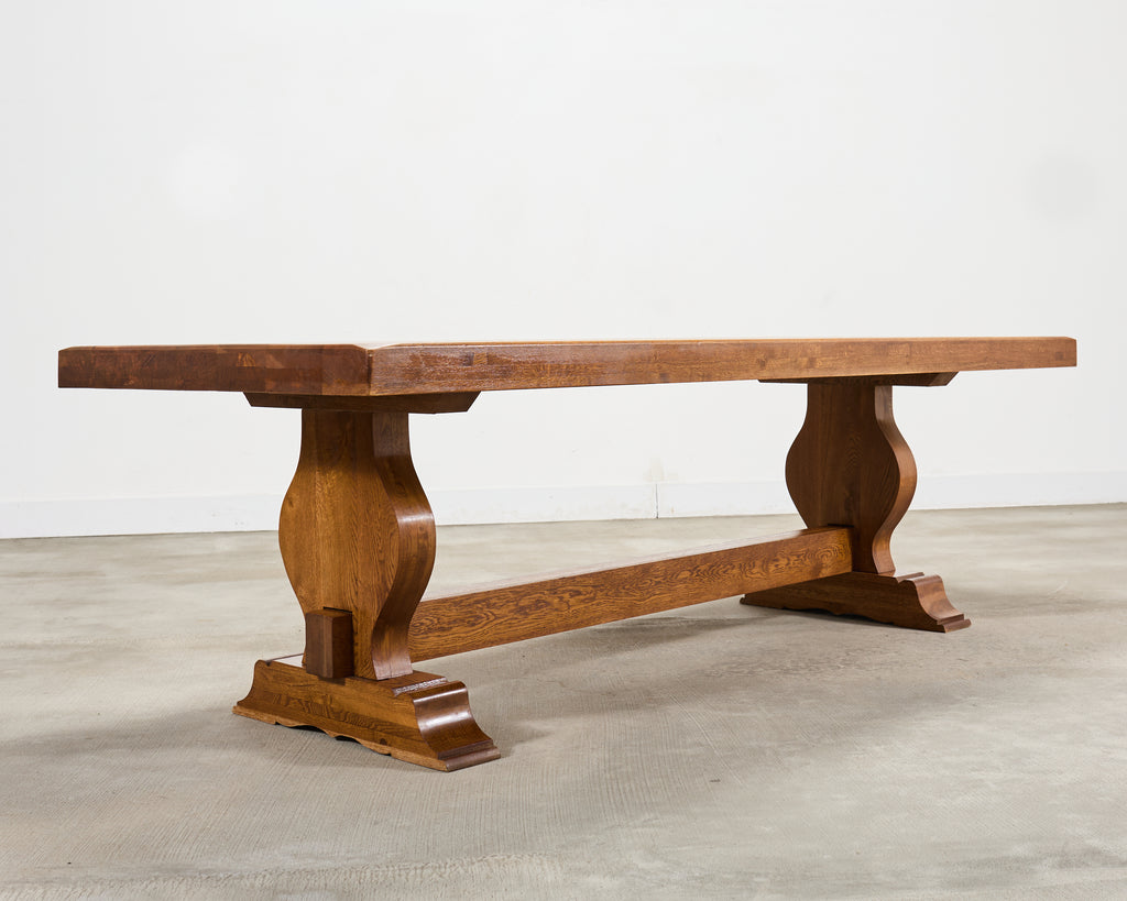 Country French Oak Farmhouse Trestle Dining Table 7.8 Ft