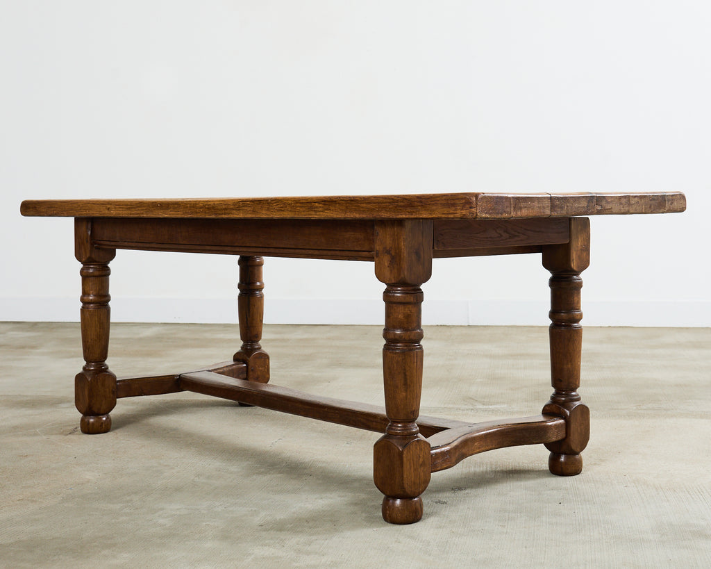 Country English Provincial Oak Farmhouse Trestle Dining Table