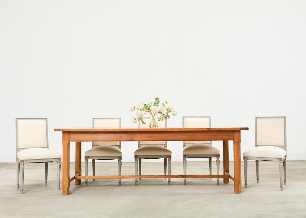 Set of Six Louis XVI Style Square Back Painted Dining Chairs