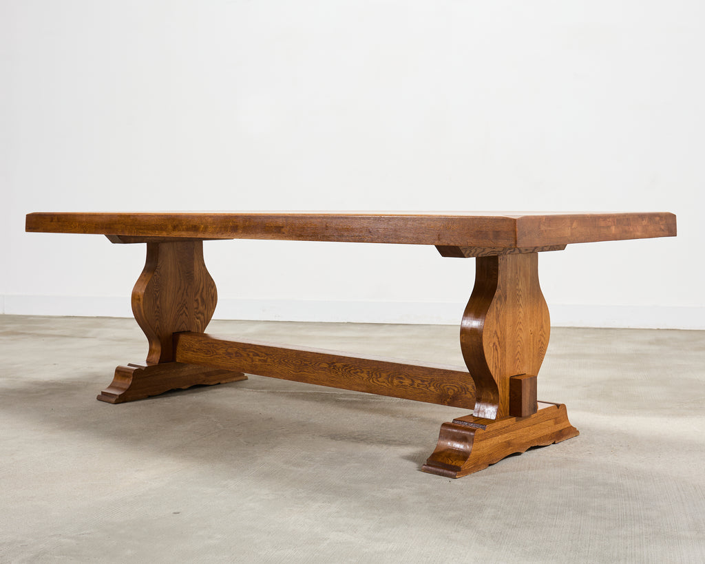 Country French Oak Farmhouse Trestle Dining Table 7.8 Ft