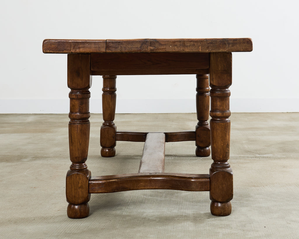Country English Provincial Oak Farmhouse Trestle Dining Table