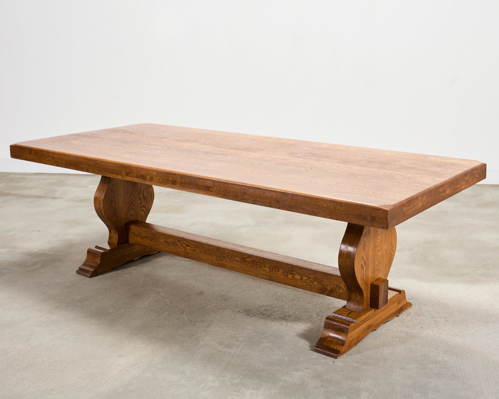 Country French Oak Farmhouse Trestle Dining Table 7.8 Ft